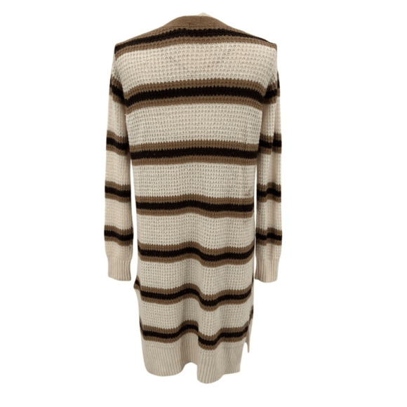 Women's Striped Open Midi Cardigan Size Medium Casual Cozy 90s Academia Y2K - Picture 2 of 12